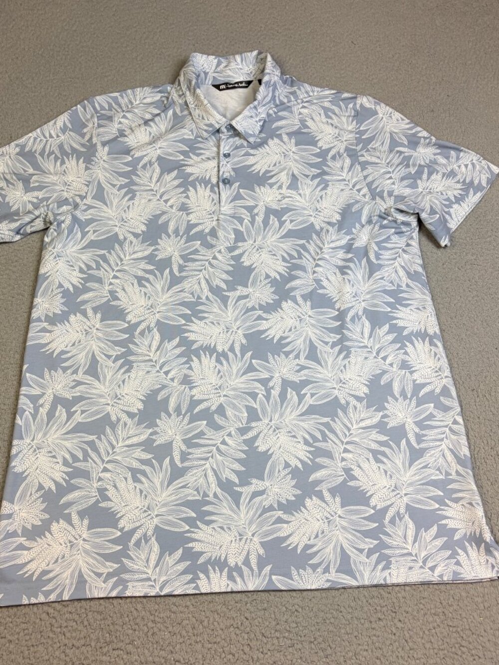 Travis Mathew Polo Mens Size 2XL Blue Floral Golf Stretch Four Seasons Maui
